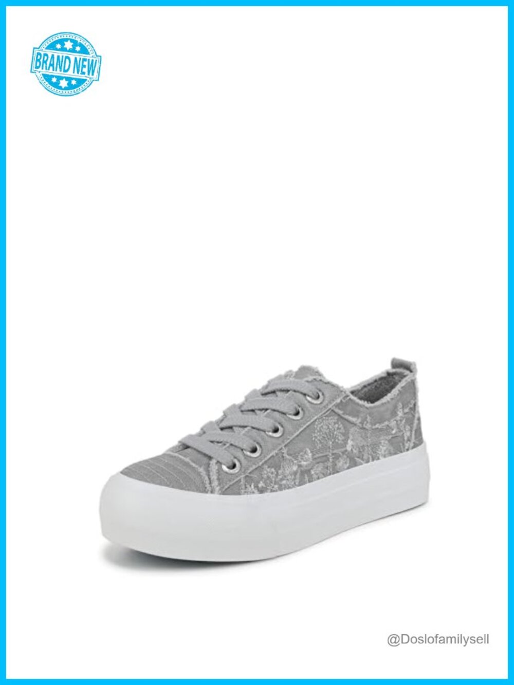 Embroidered Lace Up Platform Sneaker BLOOM Foam Walking Shoe